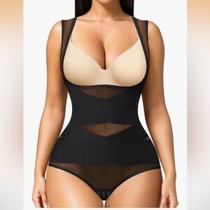 Shapewear Bodysuit Women's 3XL Open Bust Tummy Control Butt Lifter Shaper Black